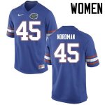 Women's Florida Gators #45 Charles Nordman NCAA Nike Blue Authentic Stitched College Football Jersey RJM1562VW